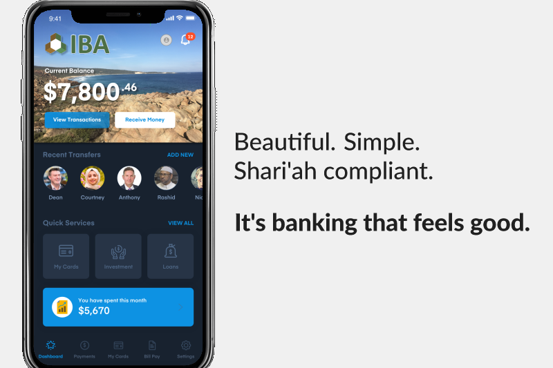 An interface display of the IBA Group's banking app.
